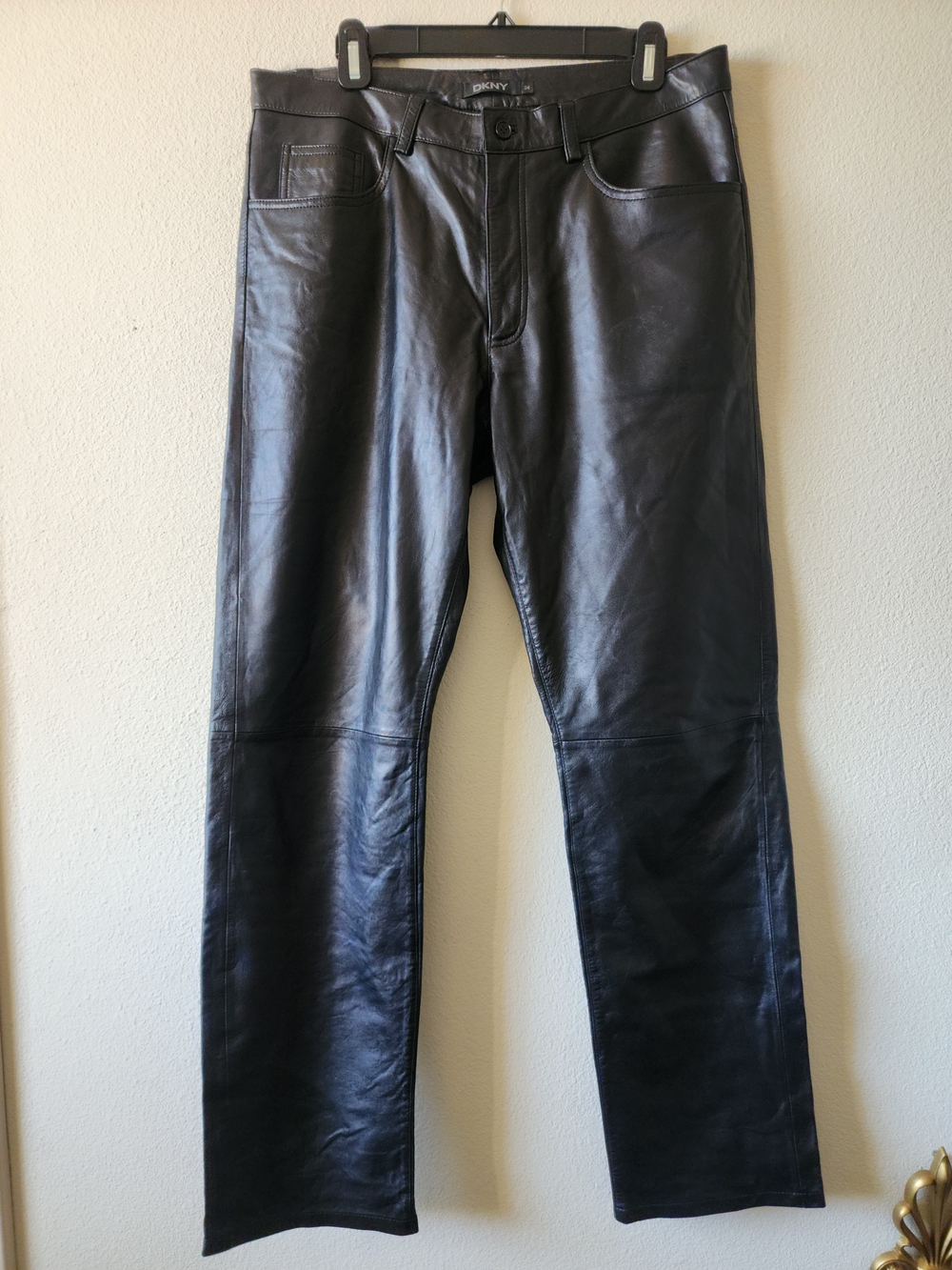 Vintage Y2K DKNY Straight Leg Leather Pants